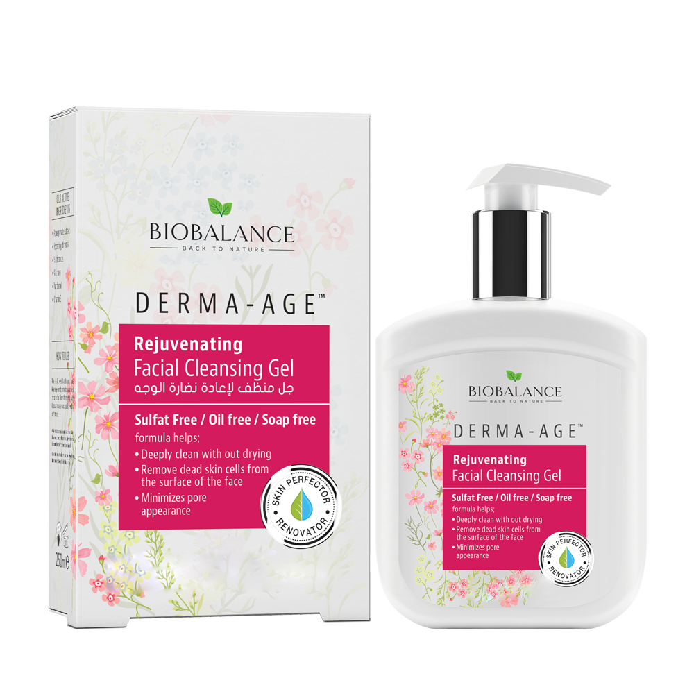 RICH IN ANTIOXIDANTS SULFATE FREE-OIL FREE DERMA-AGE REJUVENATING FACIAL CLEANSING GEL