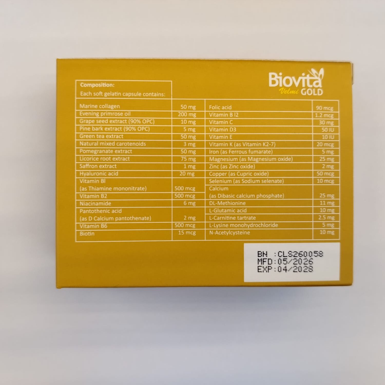 Biovita velmi GOLD (30 Capsules) - Image 2
